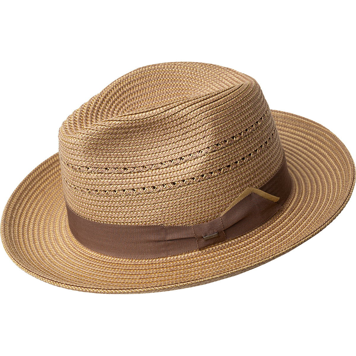 Eddie Bauer Woven Fedora Hat with Braided Band - Natural Straw Eli Fedora | Braided Fedora with Dual Color Band – Hats.com main image 3