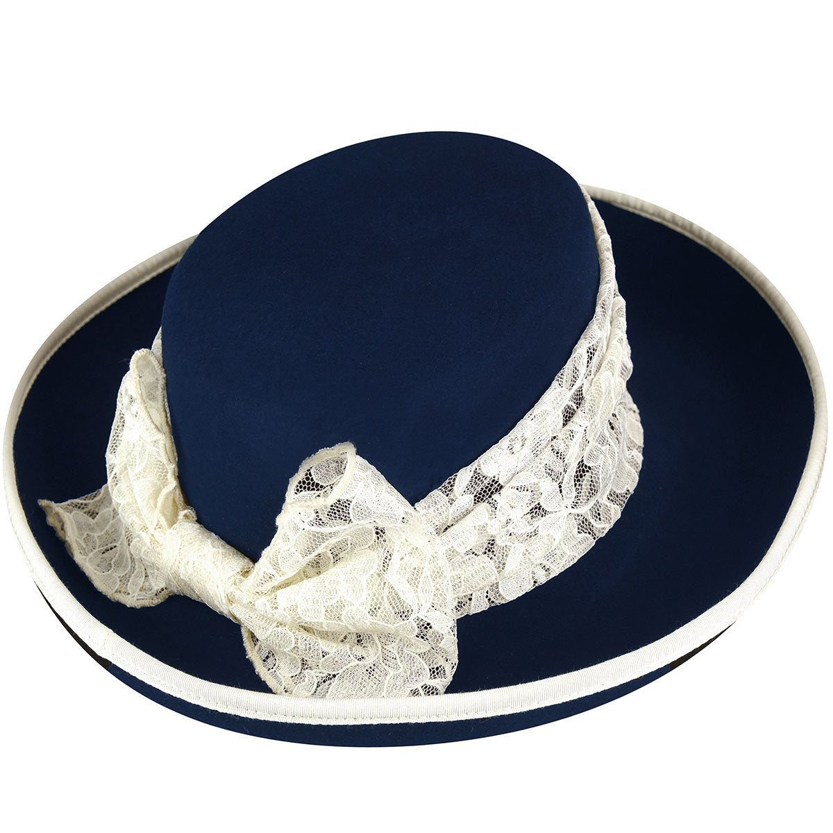 Vintage Halston Women\'s Navy Blue 100% Wool Hat with ribbon and bowl detail Join me LIVE on Instagram this Sunday ??▶️ with  main image 4