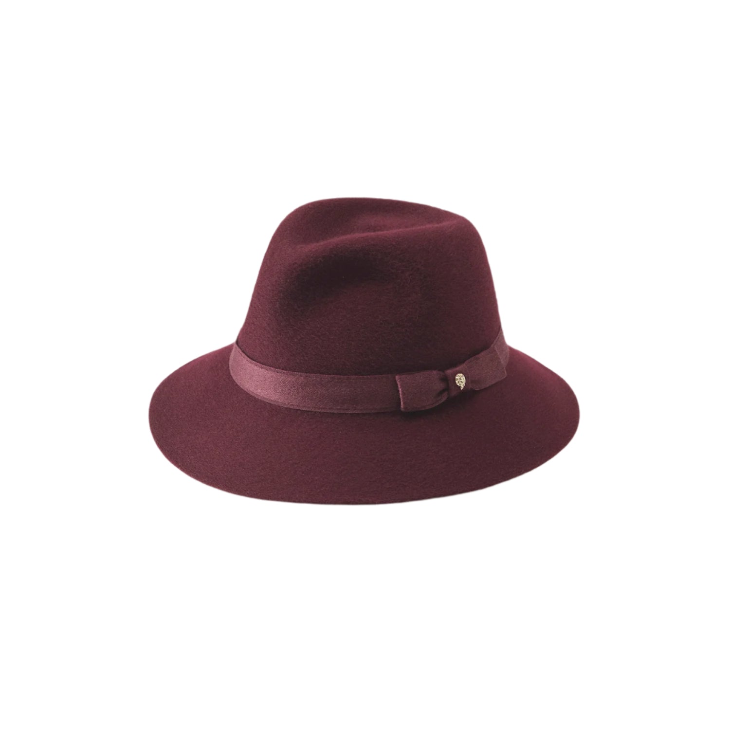 Vintage Helen Kaminski Maroon Felt Hat with Round Too and Under-turned Brim Helen Kaminski Raffia Wide Brim Sun Hat Burgundy One Size  main image 2