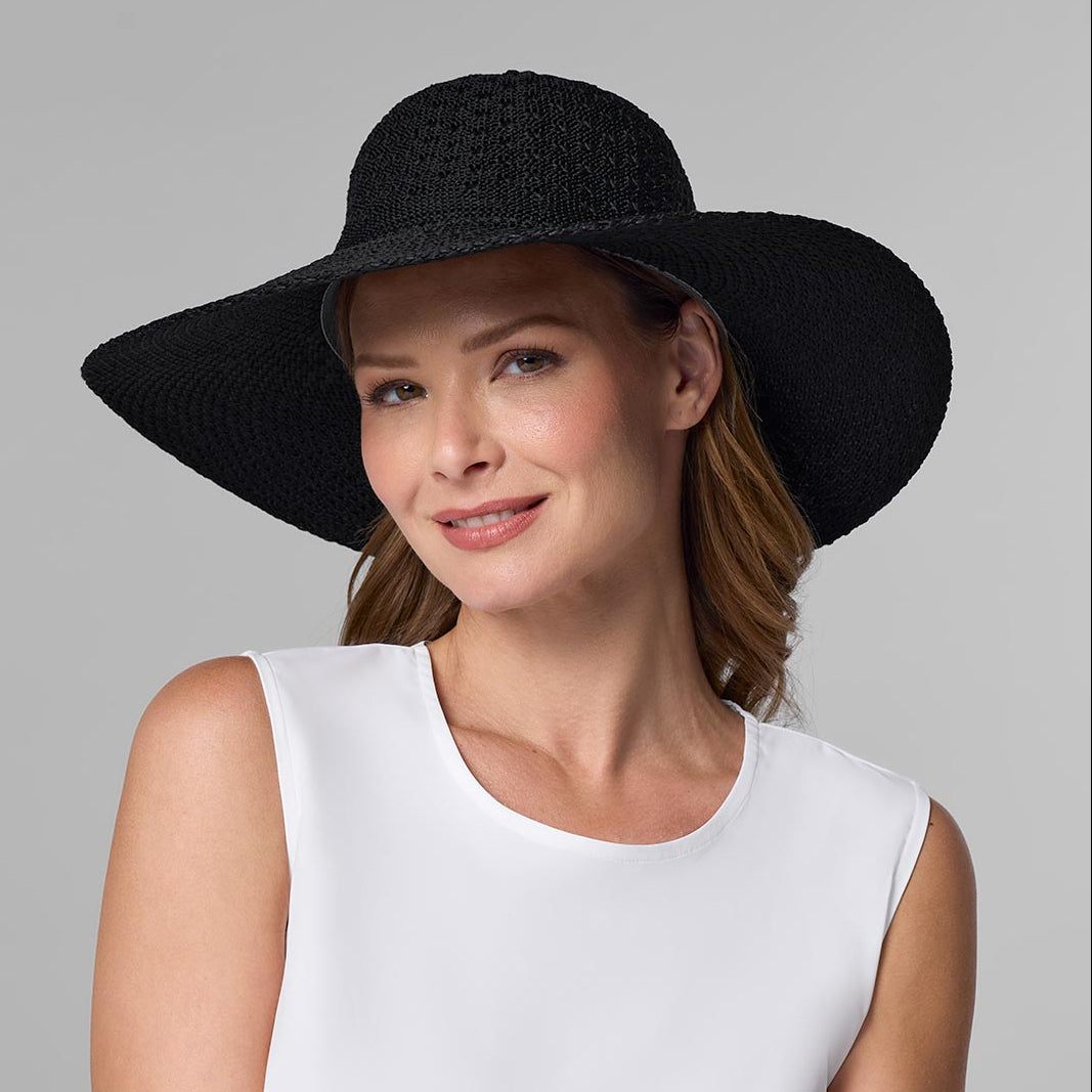 Perla Packable Wide Brim Hat | Black – Hats.com