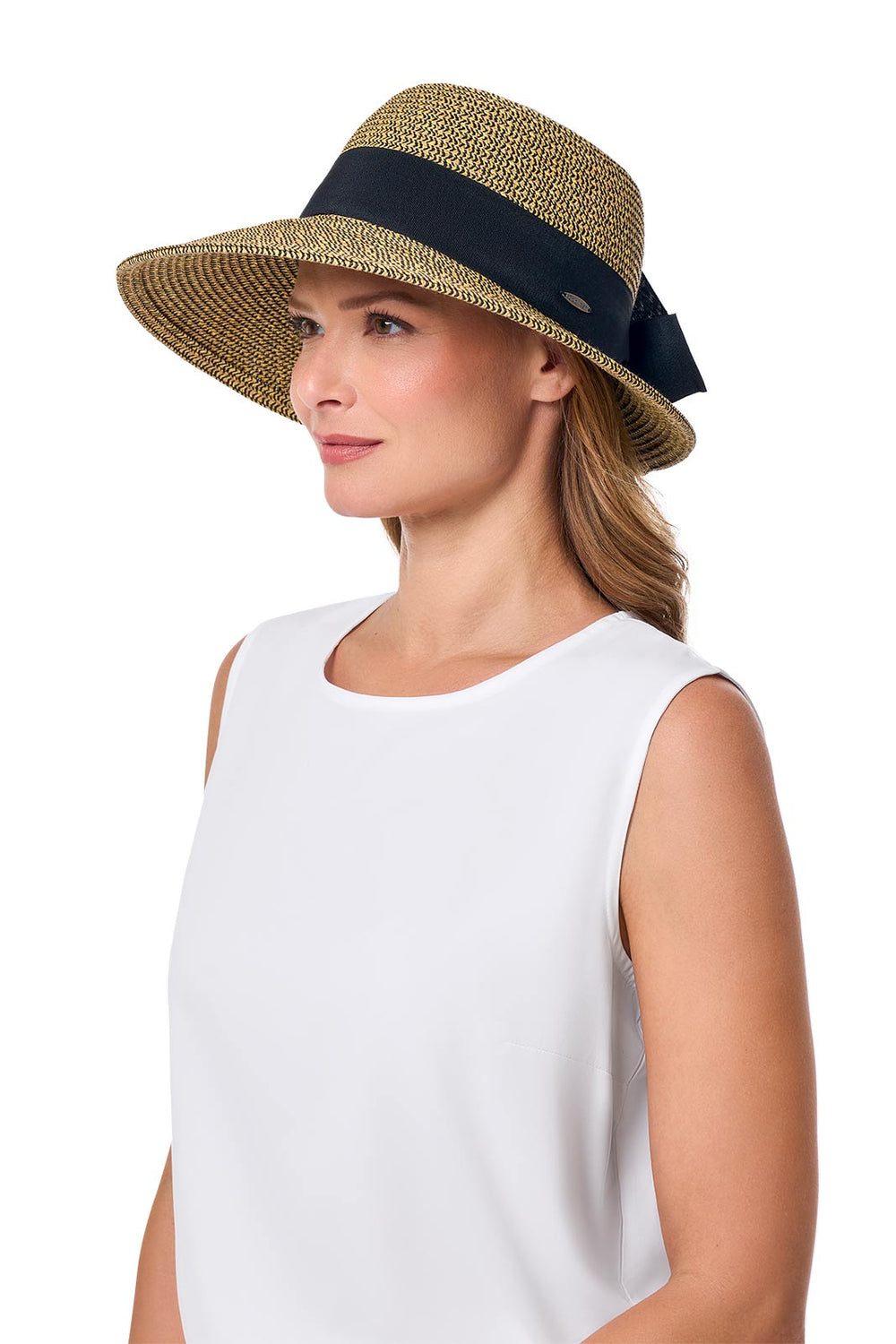 Image of Clara Wide Brim Hat with Ribbon | Coffee product