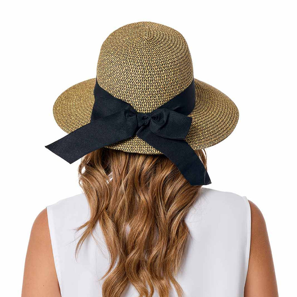 Image of Clara Wide Brim Hat with Ribbon | Coffee product