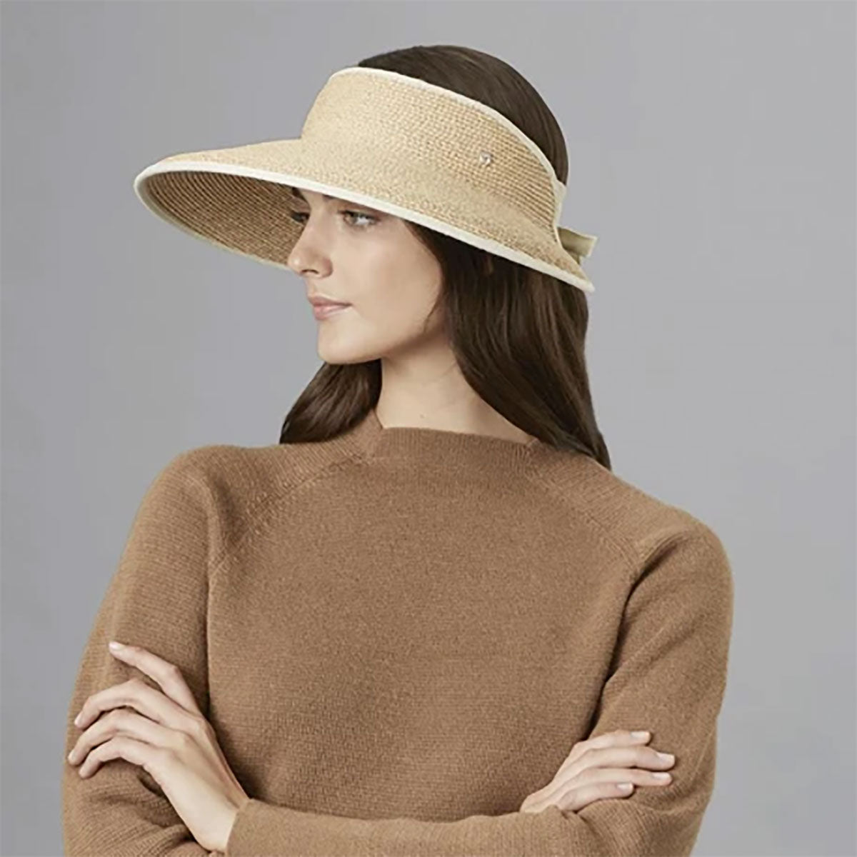 Mita | Natural Midnight Wide Raffia Visor Hat | Helen Kaminski