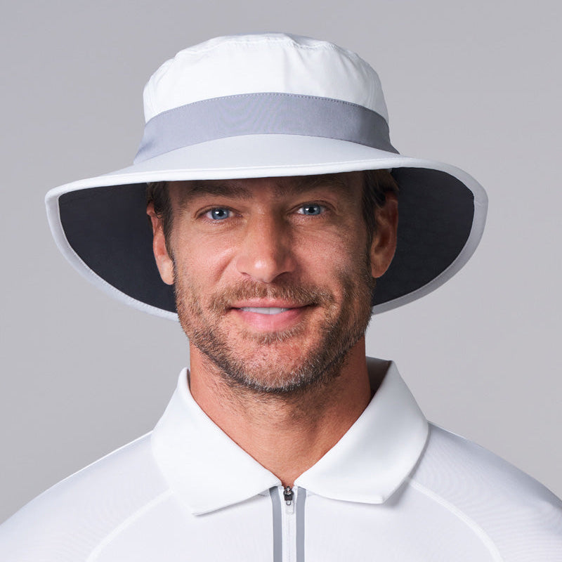 Image of Fore Performance Golf Hat with Wide Brim | White/Steel Grey product