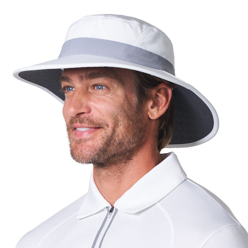 Image of Fore Performance Golf Hat with Wide Brim | White/Steel Grey product