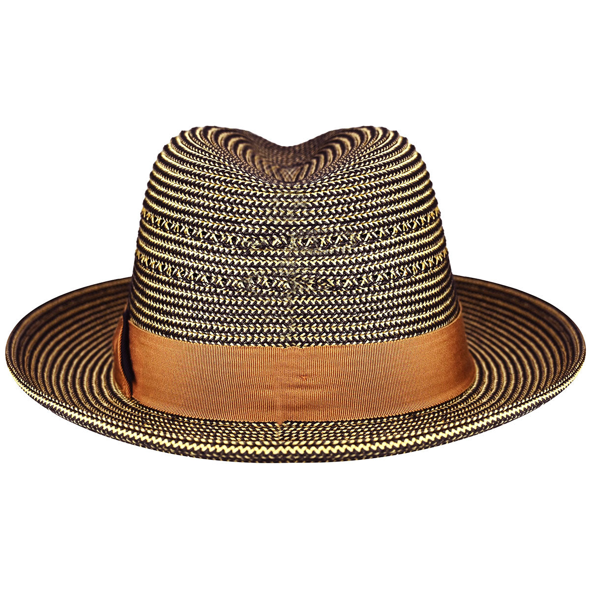 Barlesoni Brown Fedora Hat Braided Band Accents‎ Women Size 7 1/2 USA Brown Braided Wide Brim Pinch Crown Fedora Hat – Suits & More main image 3