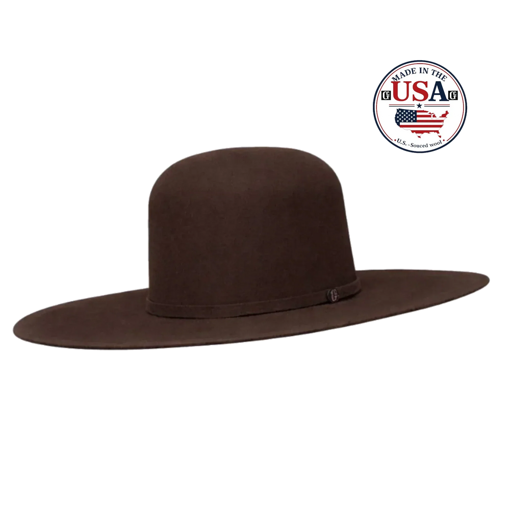Image of Open Crown Brown 5X Wool USA Cowboy Hat product