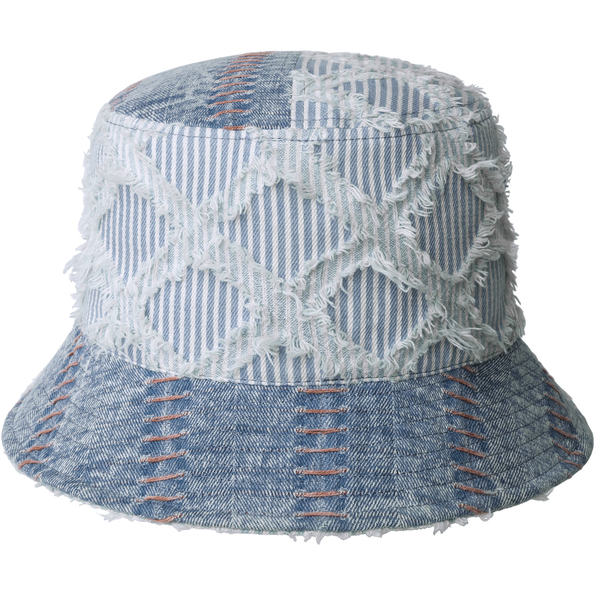 NEW KANGOL women\'s patchwork denim mash up casual bucket hat in blue picnic Patchwork Mashup Denim Cotton Bucket Hat - Spring Collection  main image 4