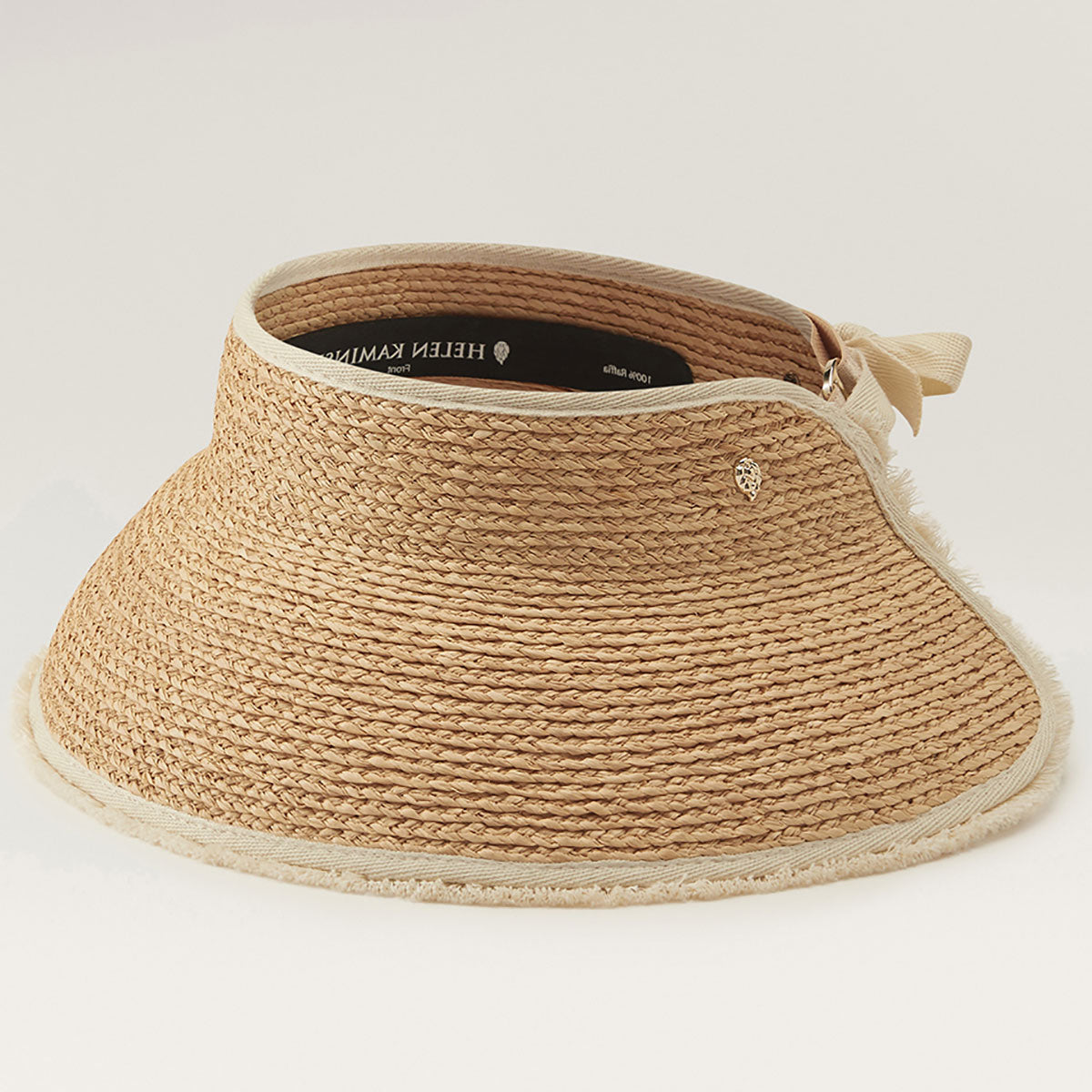 Marchen☆Fringe raffia sun visor FSC Paper Raffia Straw with Metal Pin Trim Visor Hat - Straw